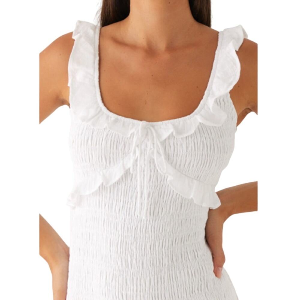 Peppermayo Women's White Westlyn Shirred Maxi Dress Size 2 - Picture 9 of 10